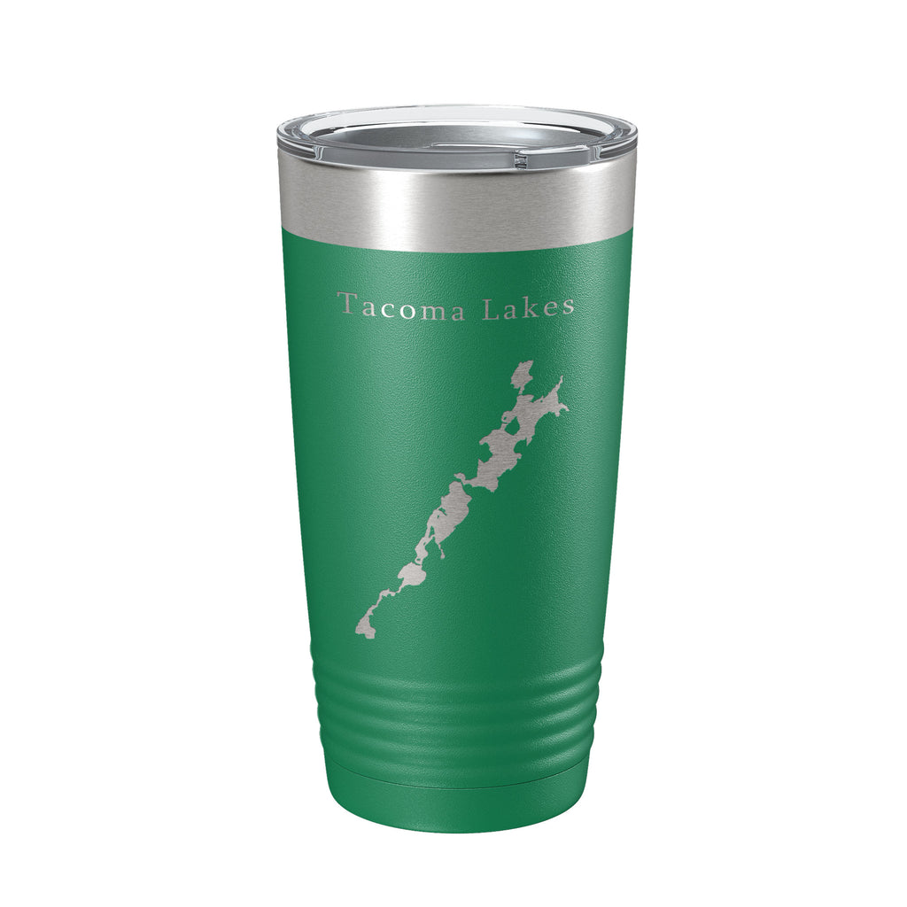 Tacoma Lakes Map Tumbler Travel Mug Insulated Laser Engraved Coffee Cup Maine 20 oz