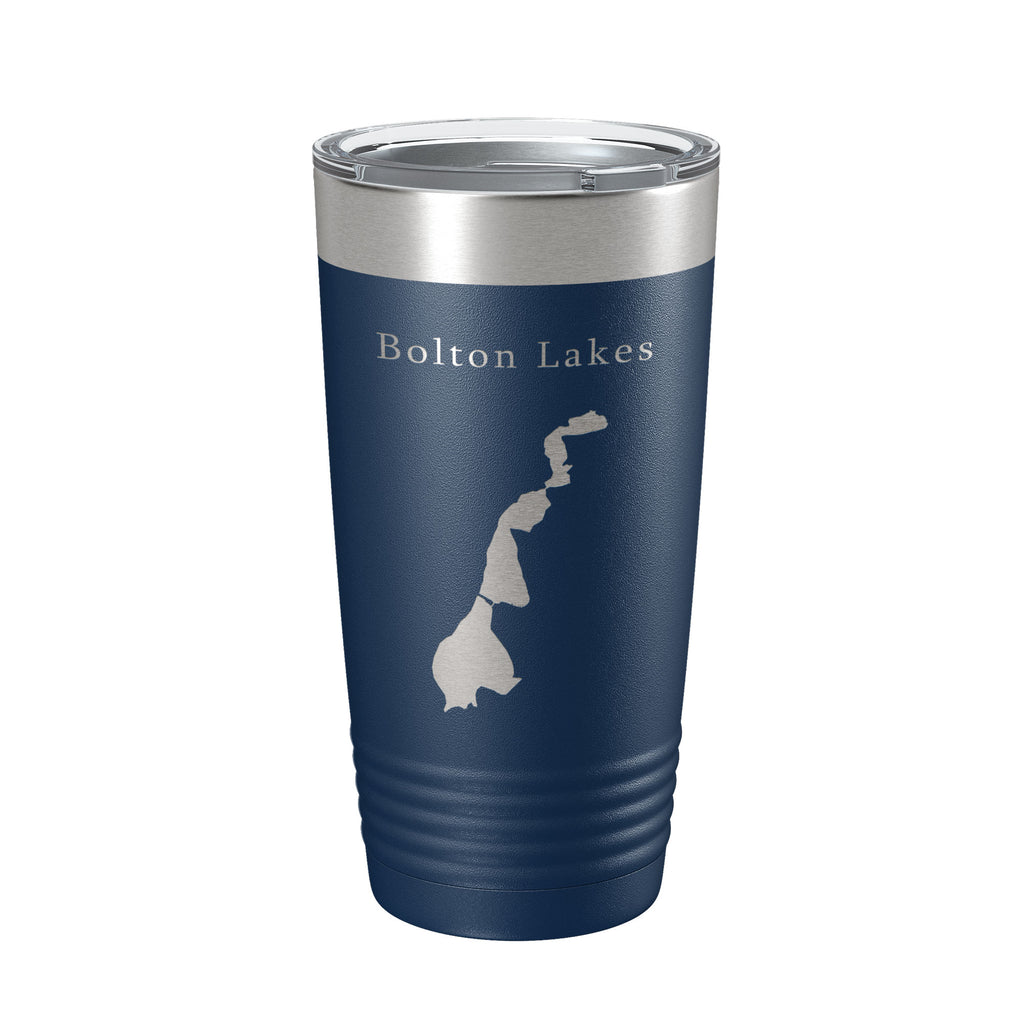 Bolton Lakes Upper Middle Lower Map Tumbler Travel Mug Insulated Laser Engraved Coffee Cup Connecticut 20 oz