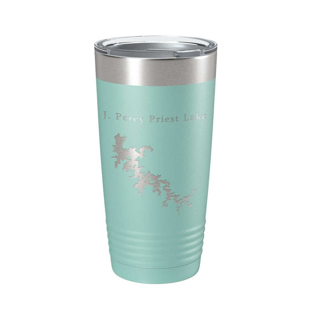 J. Percy Priest Lake Map Tumbler Travel Mug Insulated Laser Engraved Coffee Cup Tennessee 20 oz