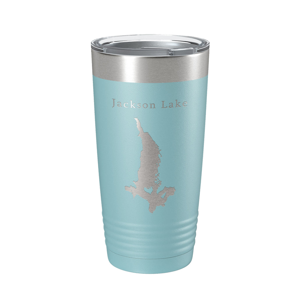 Jackson Lake Map Tumbler Travel Mug Insulated Laser Engraved Coffee Cup Grand Teton Wyoming 20 oz