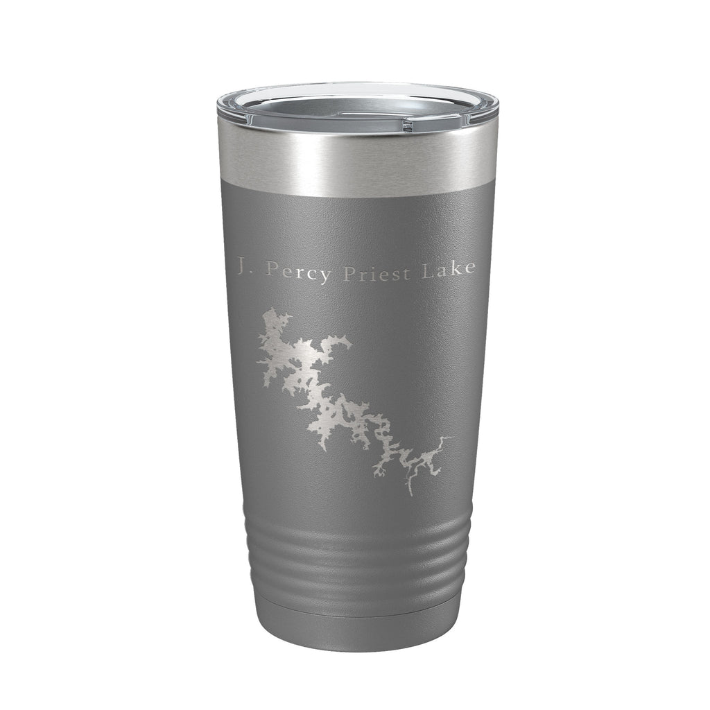 J. Percy Priest Lake Map Tumbler Travel Mug Insulated Laser Engraved Coffee Cup Tennessee 20 oz