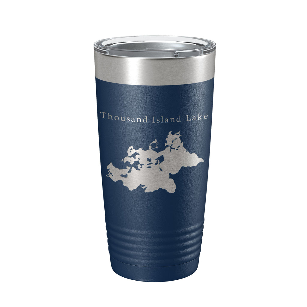 Thousand Island Lake Cisco Chain Map Tumbler Travel Mug Insulated Laser Engraved Coffee Cup Michigan 20 oz