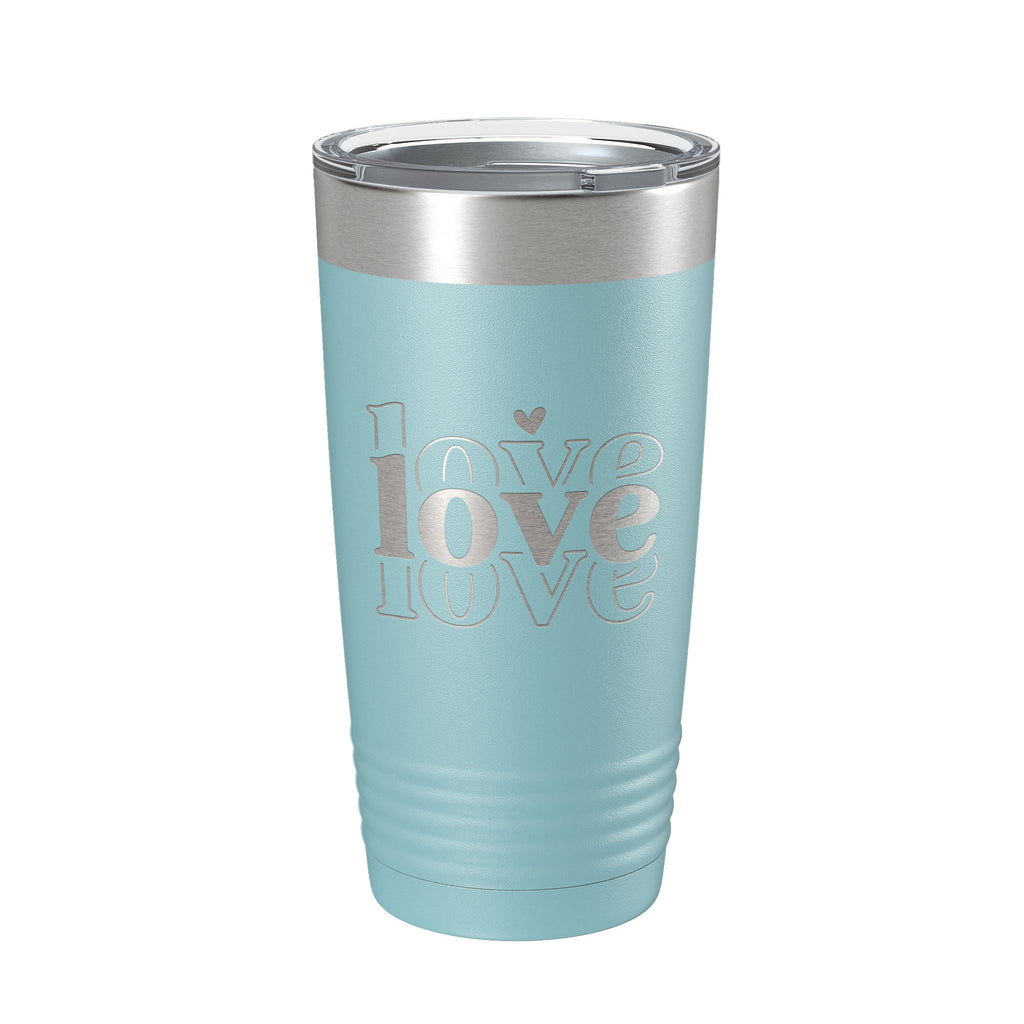 Love Love Love Tumbler Travel Mug Insulated Laser Engraved Coffee Cup 20 oz