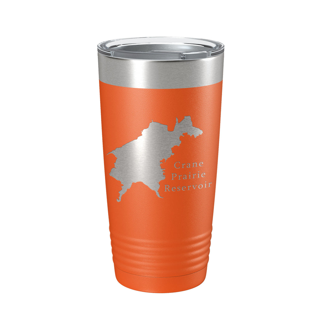 Crane Prairie Reservoir Tumbler Lake Map Travel Mug Insulated Laser Engraved Coffee Cup Oregon 20 oz