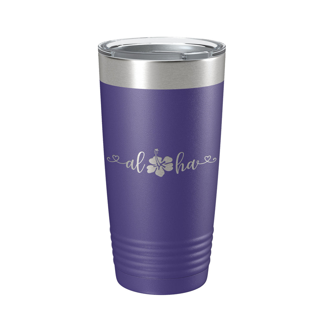 Aloha Hibiscus Tumbler Flower Travel Mug Cute Insulated Laser Engraved Coffee Cup Hawaii 20 oz