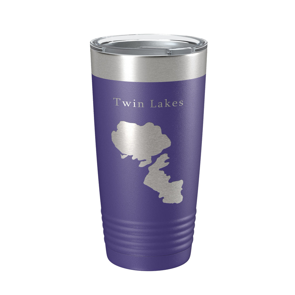 Twin Lakes Map Tumbler Travel Mug Insulated Laser Engraved Coffee Cup Idaho 20 oz