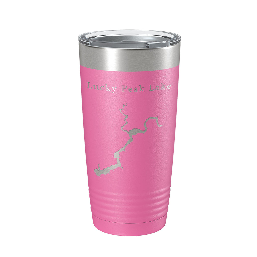 Lucky Peak Lake Map Tumbler Travel Mug Insulated Laser Engraved Coffee Cup Boise River Idaho 20 oz