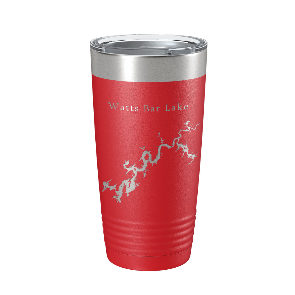 Watts Bar Lake Map Tumbler Travel Mug Insulated Laser Engraved Coffee Cup Tennessee 20 oz