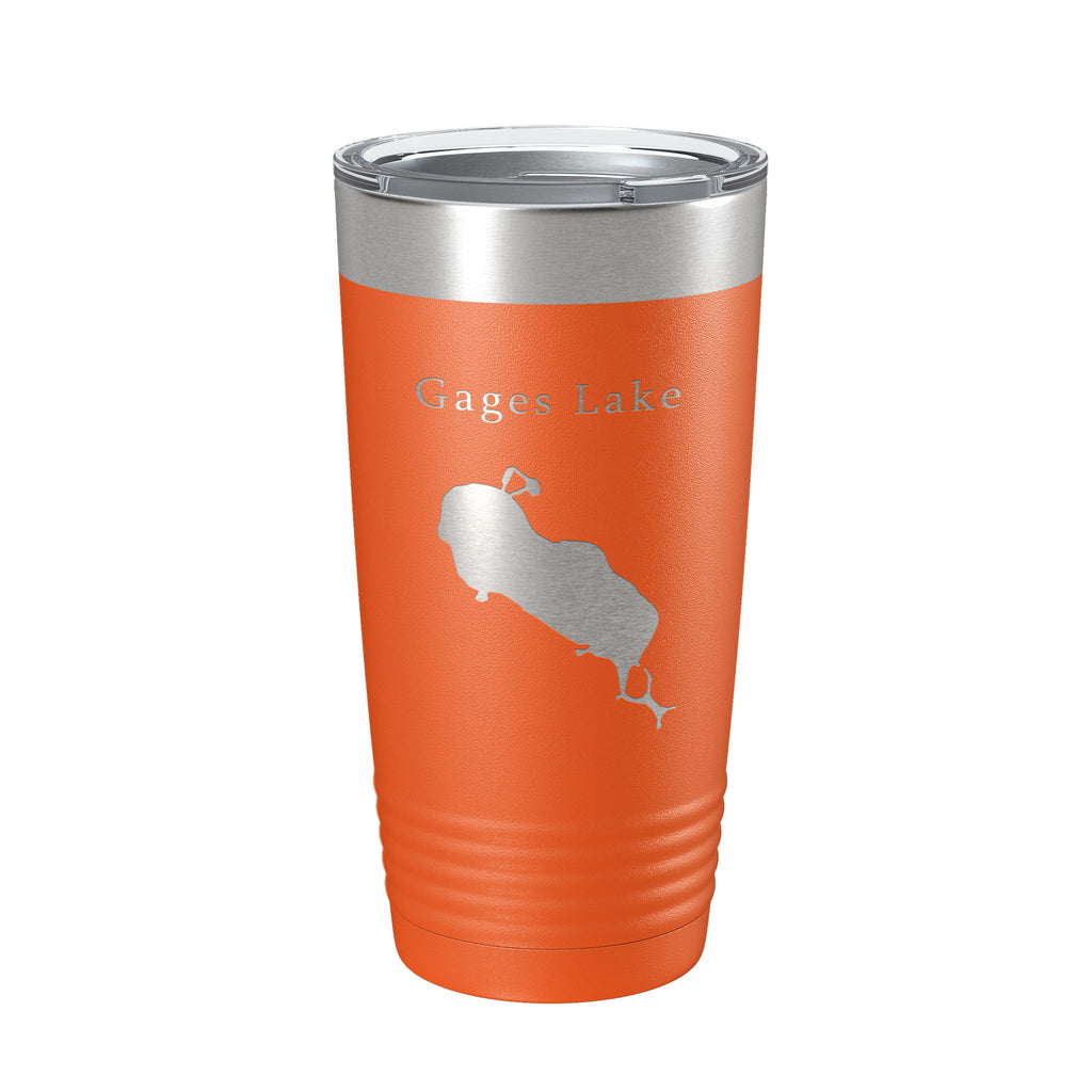 Gages Lake Map Tumbler Travel Mug Insulated Laser Engraved Coffee Cup Illinois 20 oz