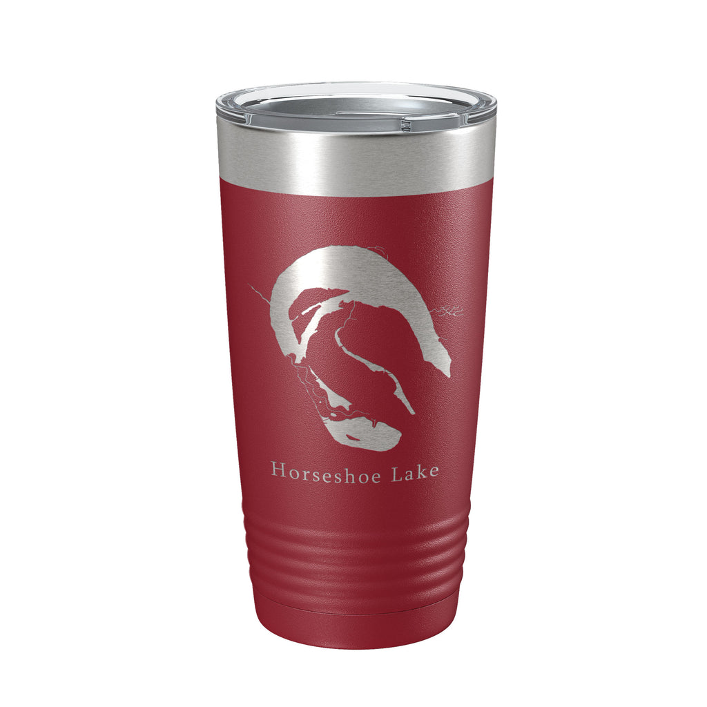 Horseshoe Porter & Mud Lakes Map Tumbler Travel Mug Insulated Laser Engraved Coffee Cup Arkansas 20 oz