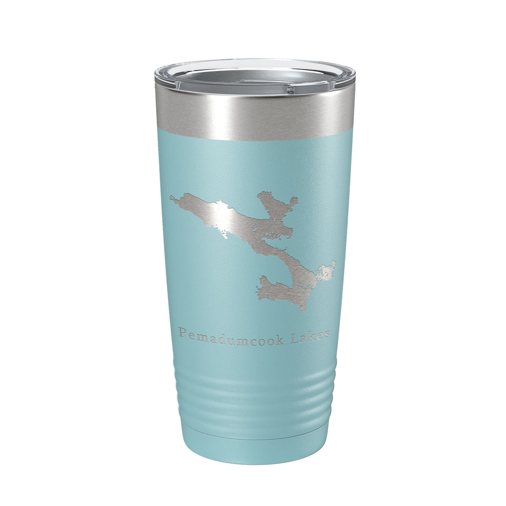 Pemadumcook Chain of Lakes Map Tumbler Travel Mug Insulated Laser Engraved Coffee Cup South Twin Ambajejus Maine 20 oz