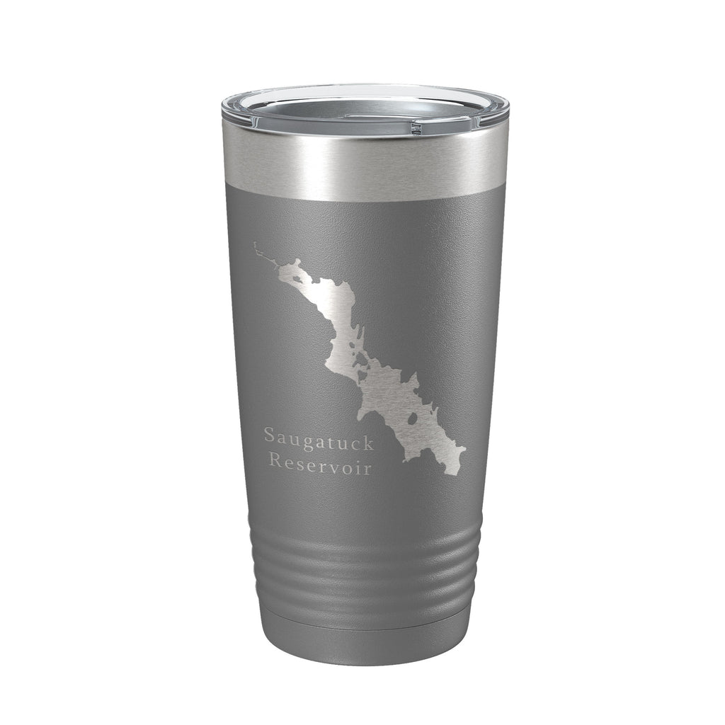 Saugatuck Reservoir Tumbler Lake Map Travel Mug Insulated Laser Engraved Coffee Cup Connecticut 20 oz