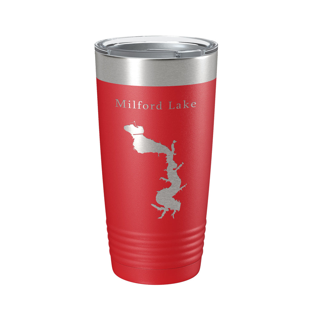 Milford Lake Map Tumbler Travel Mug Insulated Laser Engraved Coffee Cup Kansas 20 oz