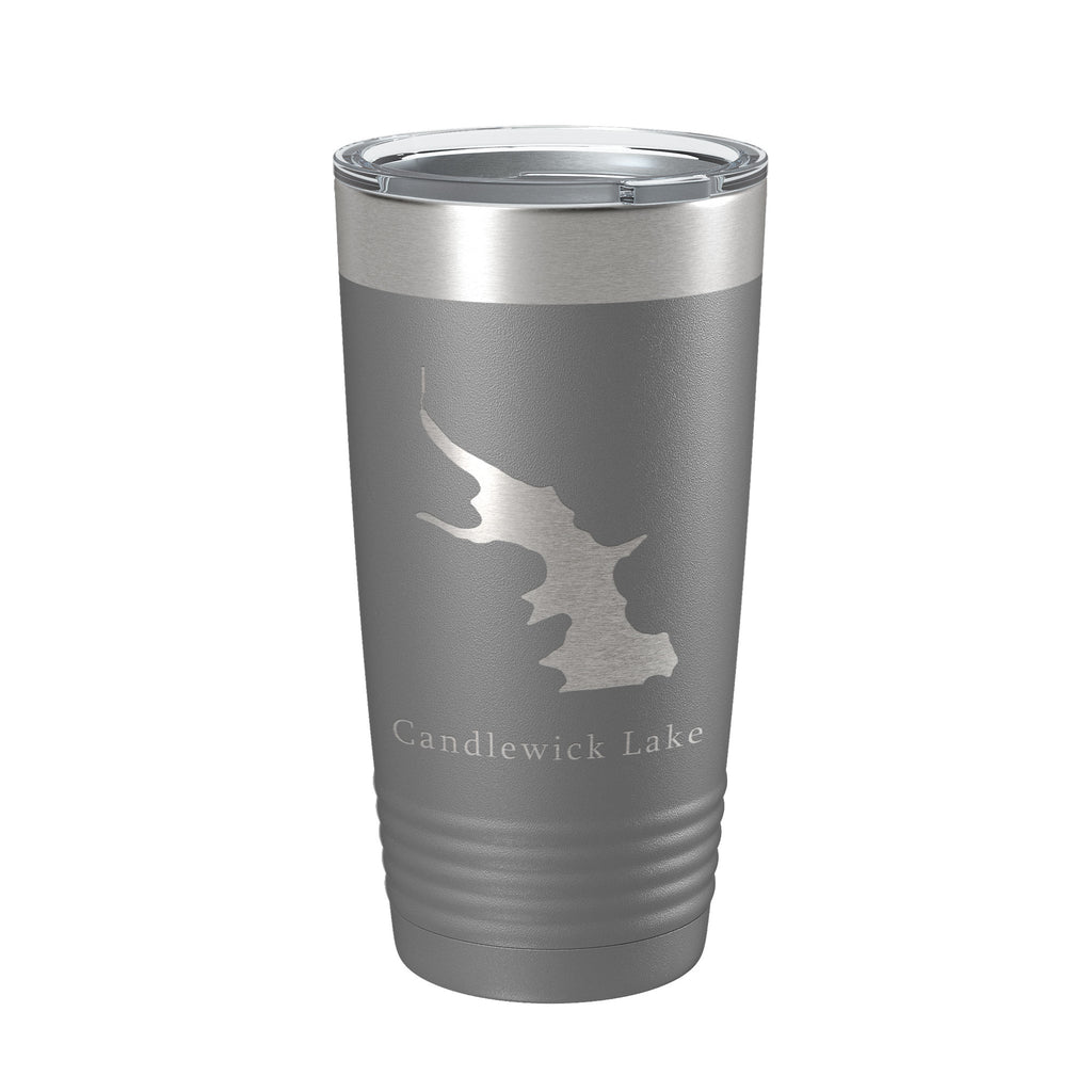 Candlewick Lake Map Tumbler Travel Mug Insulated Laser Engraved Coffee Cup Illinois 20 oz