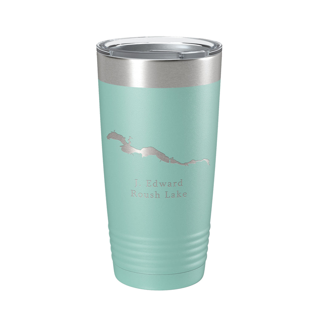 J. Edward Roush Lake Map Tumbler Travel Mug Insulated Laser Engraved Coffee Cup Indiana 20 oz