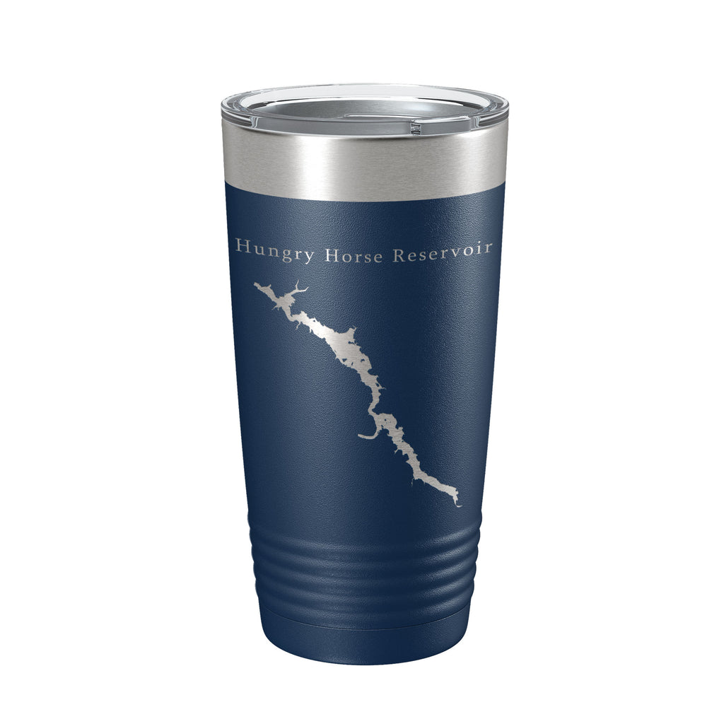 Hungry Horse Reservoir Tumbler Lake Map Travel Mug Insulated Laser Engraved Coffee Cup Montana 20 oz