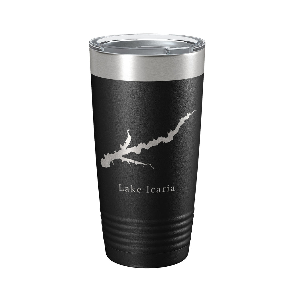 Lake Icaria Map Tumbler Travel Mug Insulated Laser Engraved Coffee Cup Iowa 20 oz