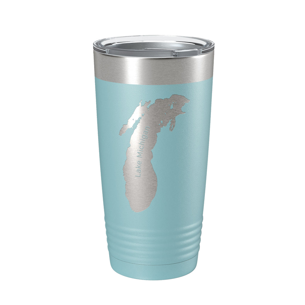 Lake Michigan Map Tumbler Travel Mug Insulated Laser Engraved Coffee Cup Illinois Wisconsin Indiana Michigan 20 oz