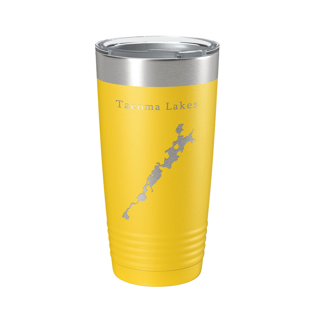 Tacoma Lakes Map Tumbler Travel Mug Insulated Laser Engraved Coffee Cup Maine 20 oz