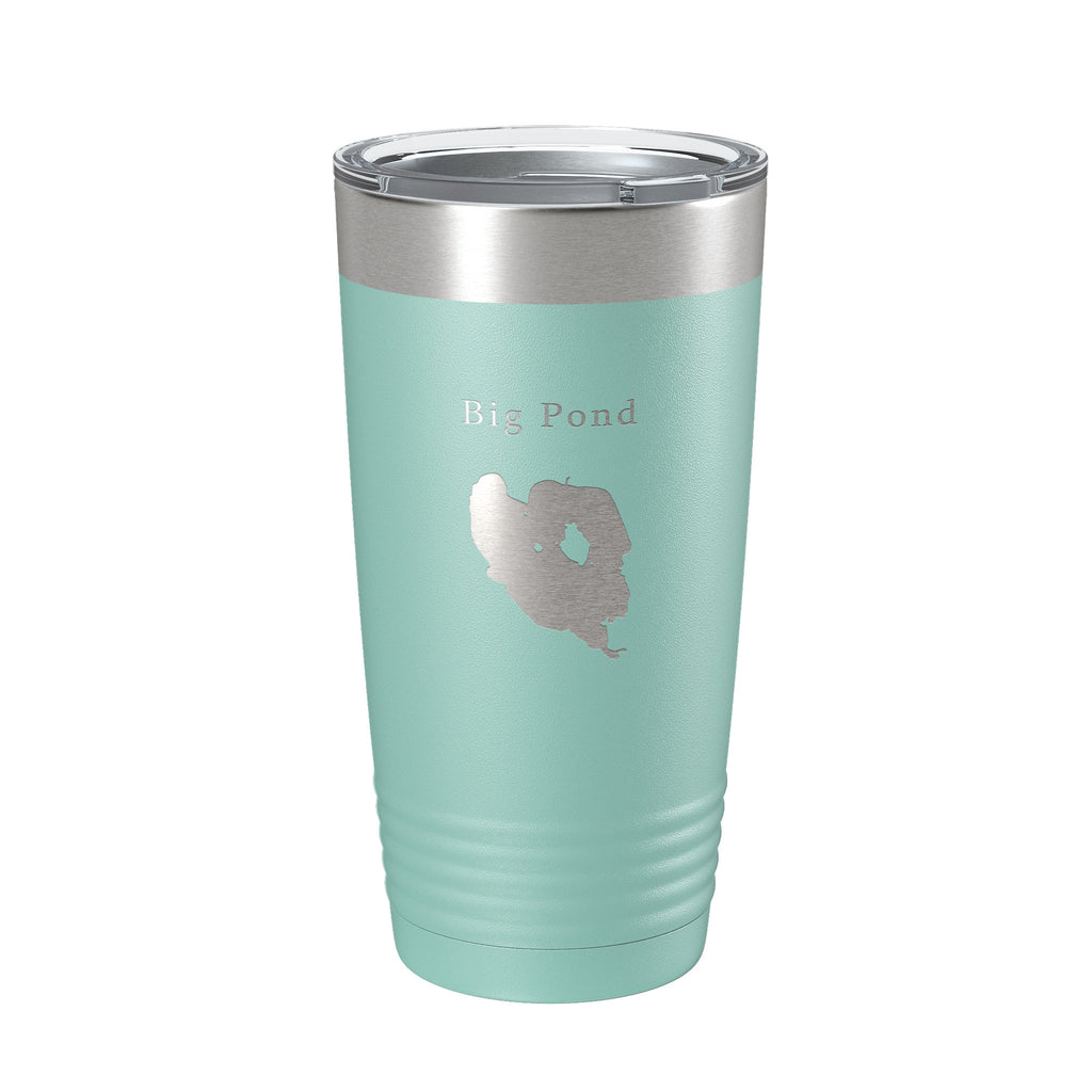 Big Pond Tumbler Lake Map Travel Mug Insulated Laser Engraved Coffee Cup Massachusetts 20 oz