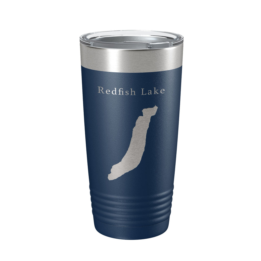 Redfish Lake Map Tumbler Travel Mug Insulated Laser Engraved Coffee Cup Idaho 20 oz