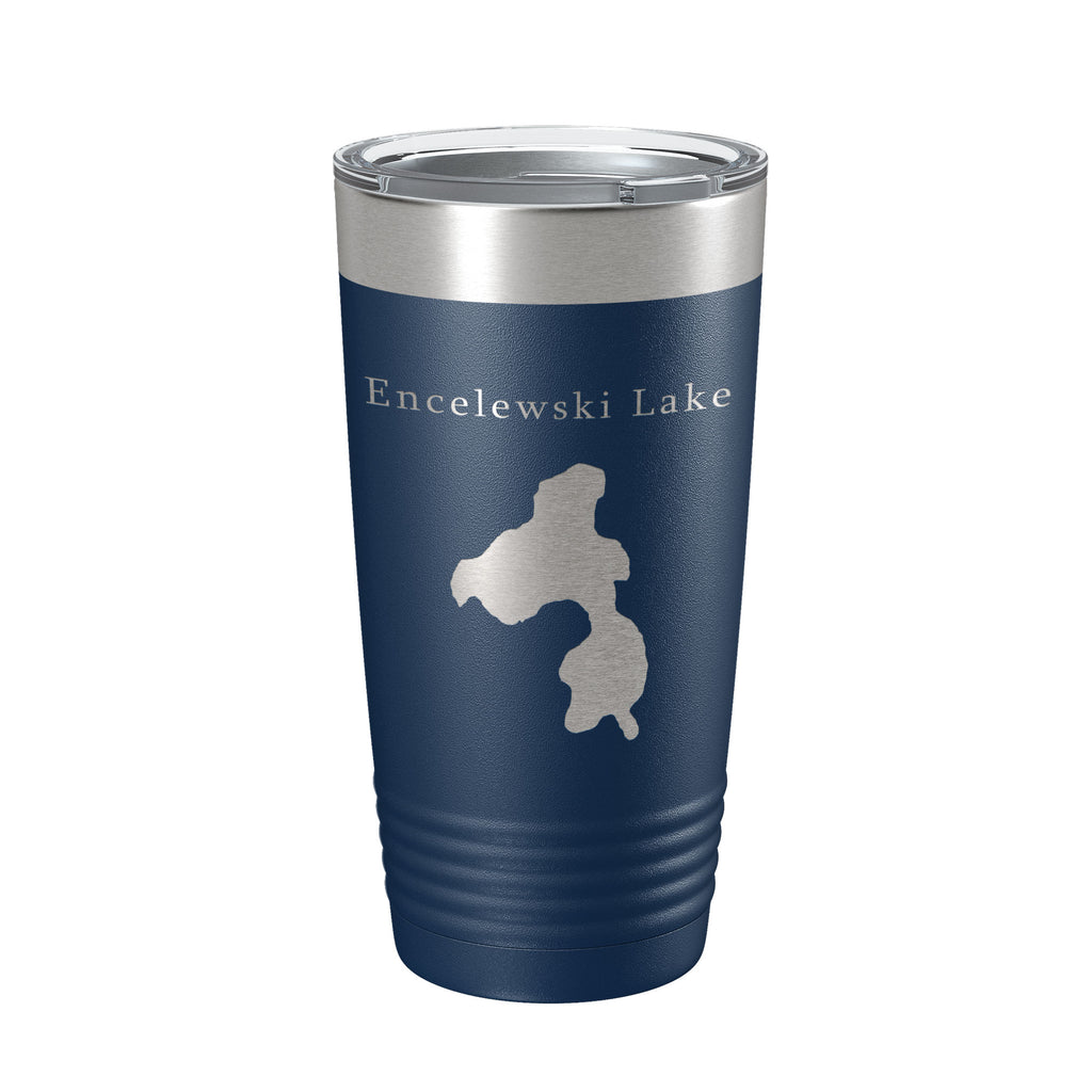 Encelewski Lake Map Tumbler Travel Mug Insulated Laser Engraved Coffee Cup Alaska 20 oz