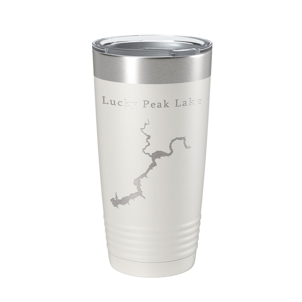 Lucky Peak Lake Map Tumbler Travel Mug Insulated Laser Engraved Coffee Cup Boise River Idaho 20 oz