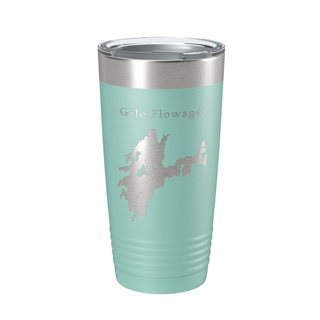 Gile Flowage Tumbler Lake Map Travel Mug Insulated Laser Engraved Coffee Cup Wisconsin 20 oz