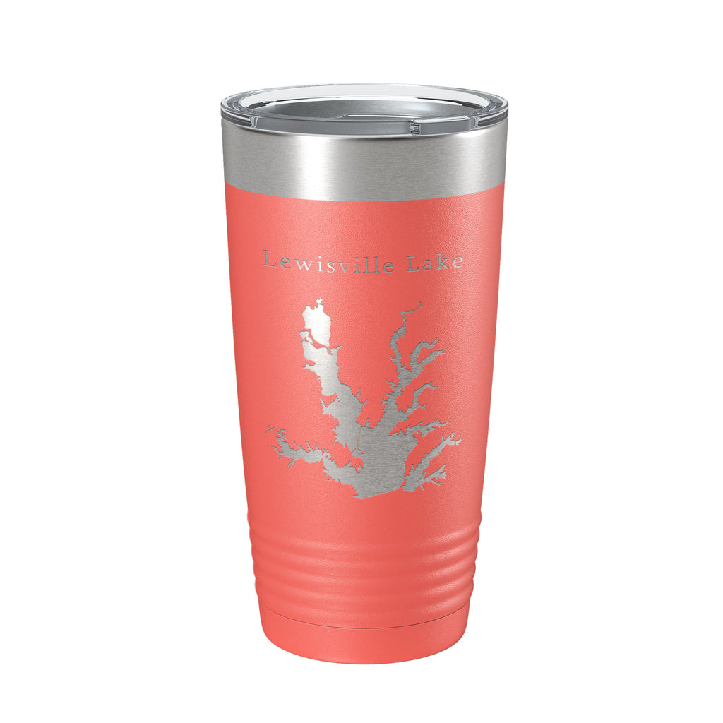 Lewisville Lake Map Tumbler Travel Mug Insulated Laser Engraved Coffee Cup Texas 20 oz