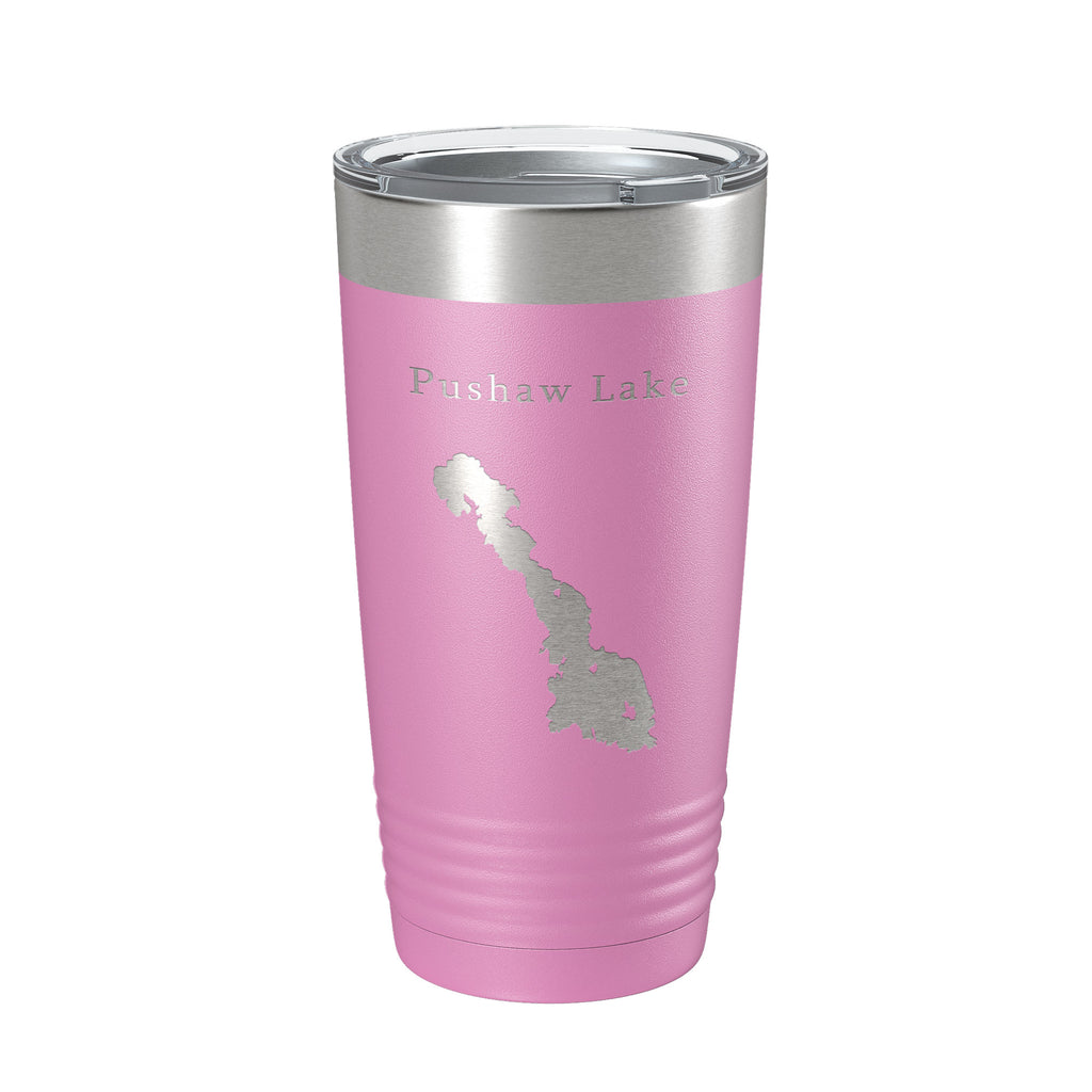 Pushaw Lake Map Tumbler Travel Mug Insulated Laser Engraved Coffee Cup Maine 20 oz