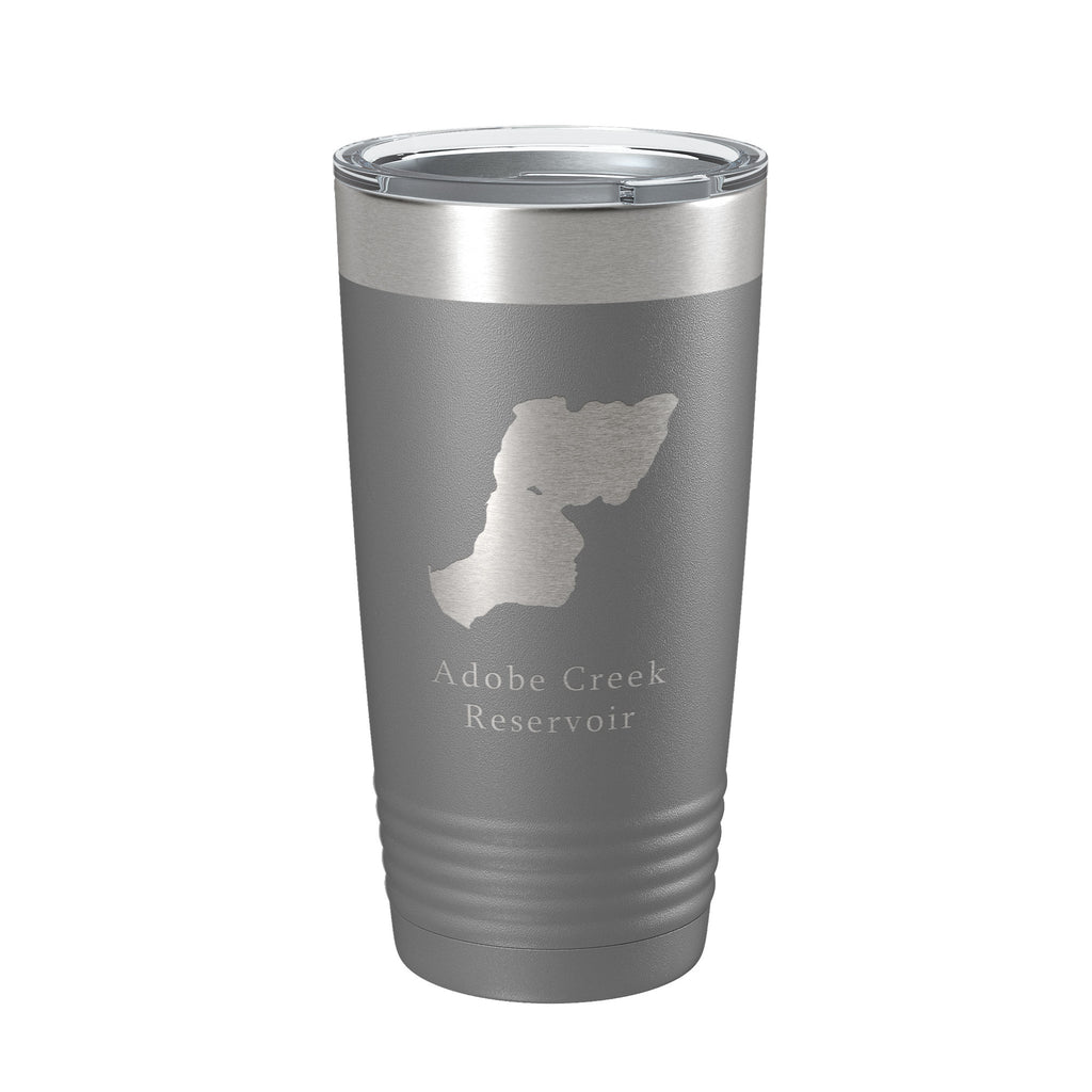 Adobe Creek Reservoir Tumbler Lake Map Travel Mug Insulated Laser Engraved Coffee Cup Colorado 20 oz