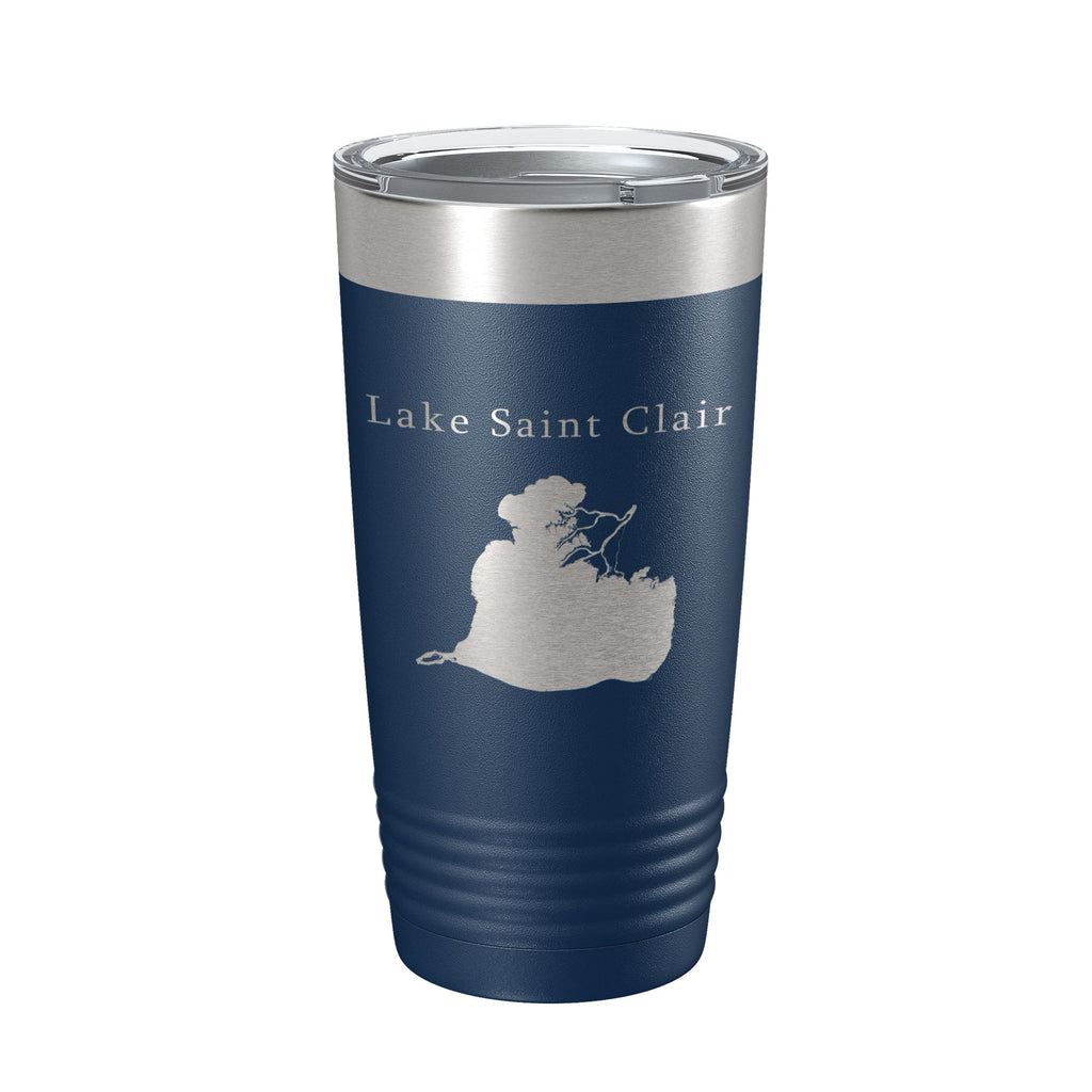 Lake Saint Clair Map Tumbler Travel Mug Insulated Laser Engraved Coffee Cup Michigan Ontario 20 oz