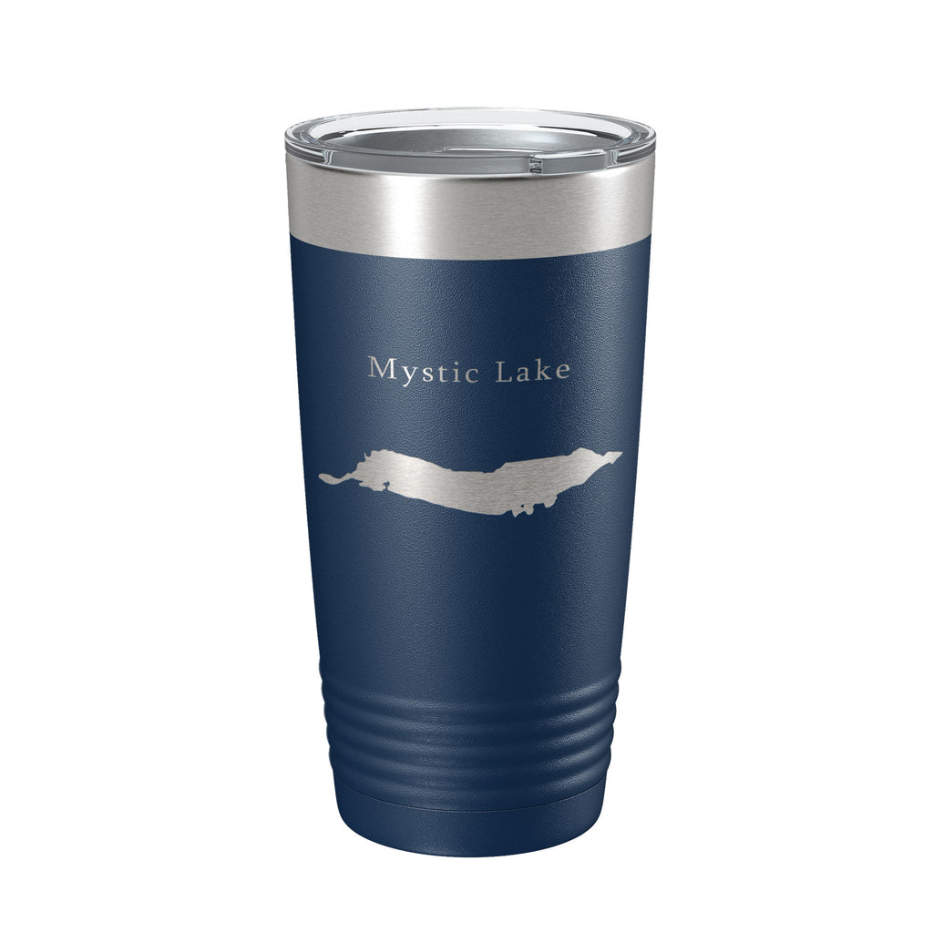 Mystic Lake Map Tumbler Travel Mug Insulated Laser Engraved Coffee Cup Montana 20 oz