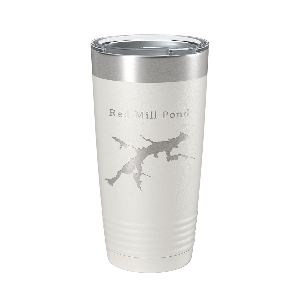 Red Mill Pond Tumbler Lake Map Travel Mug Insulated Laser Engraved Coffee Cup Delaware 20 oz