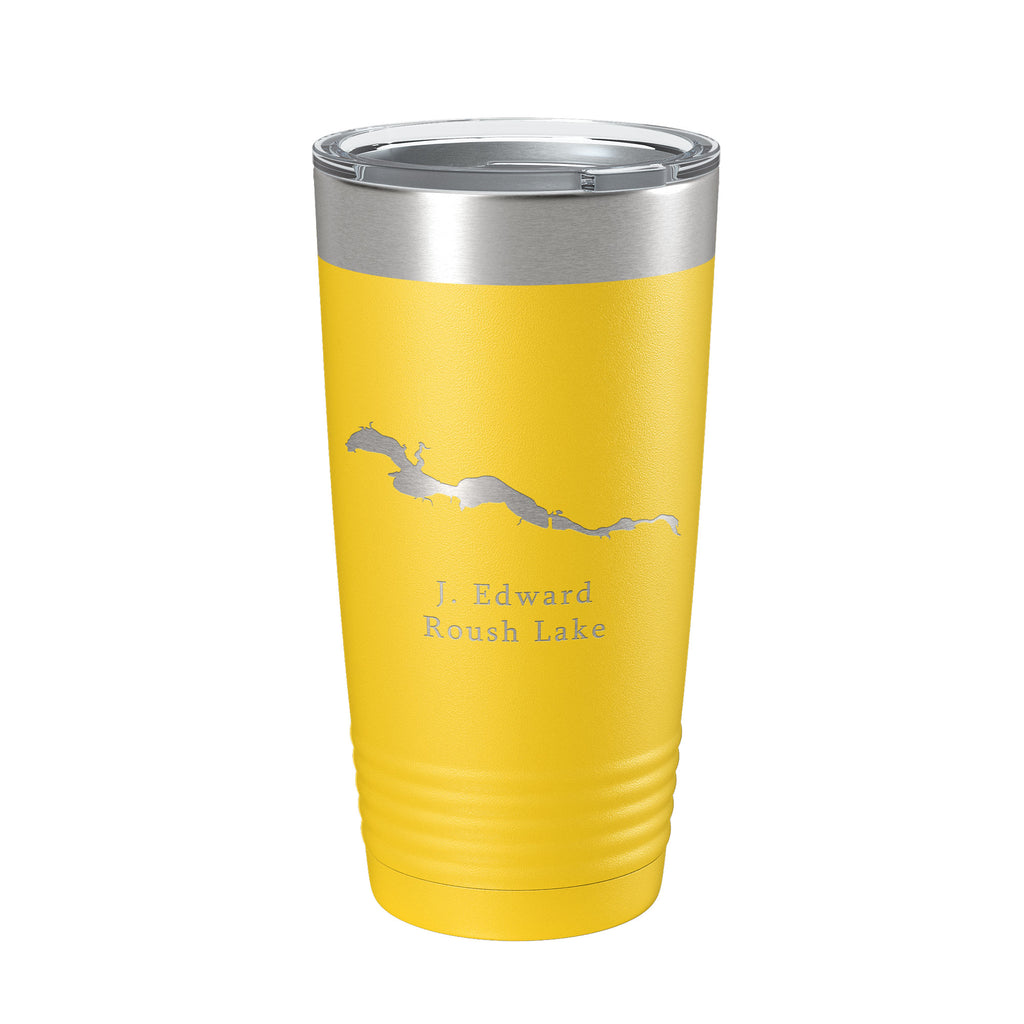 J. Edward Roush Lake Map Tumbler Travel Mug Insulated Laser Engraved Coffee Cup Indiana 20 oz