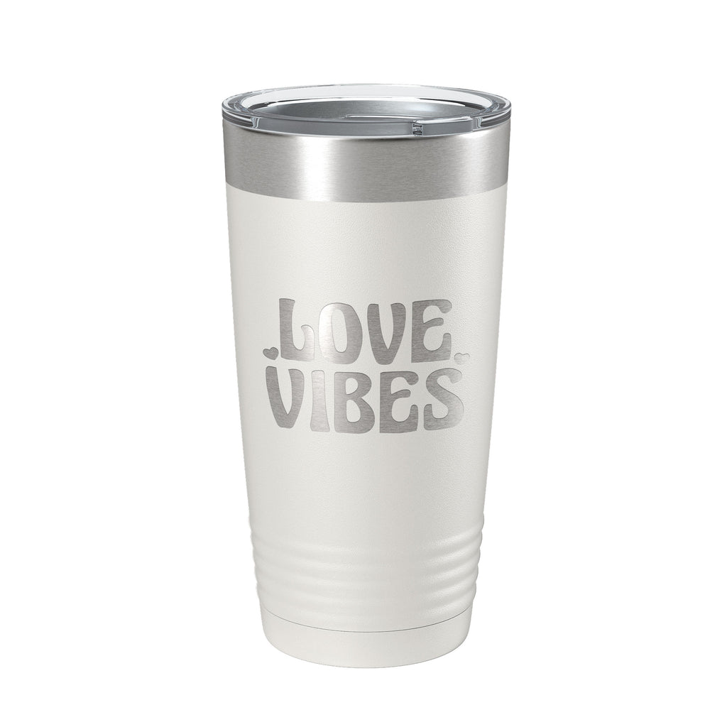 Love Vibes Tumbler Valentine's Day Travel Mug Gift Insulated Laser Engraved Coffee Cup 20 oz