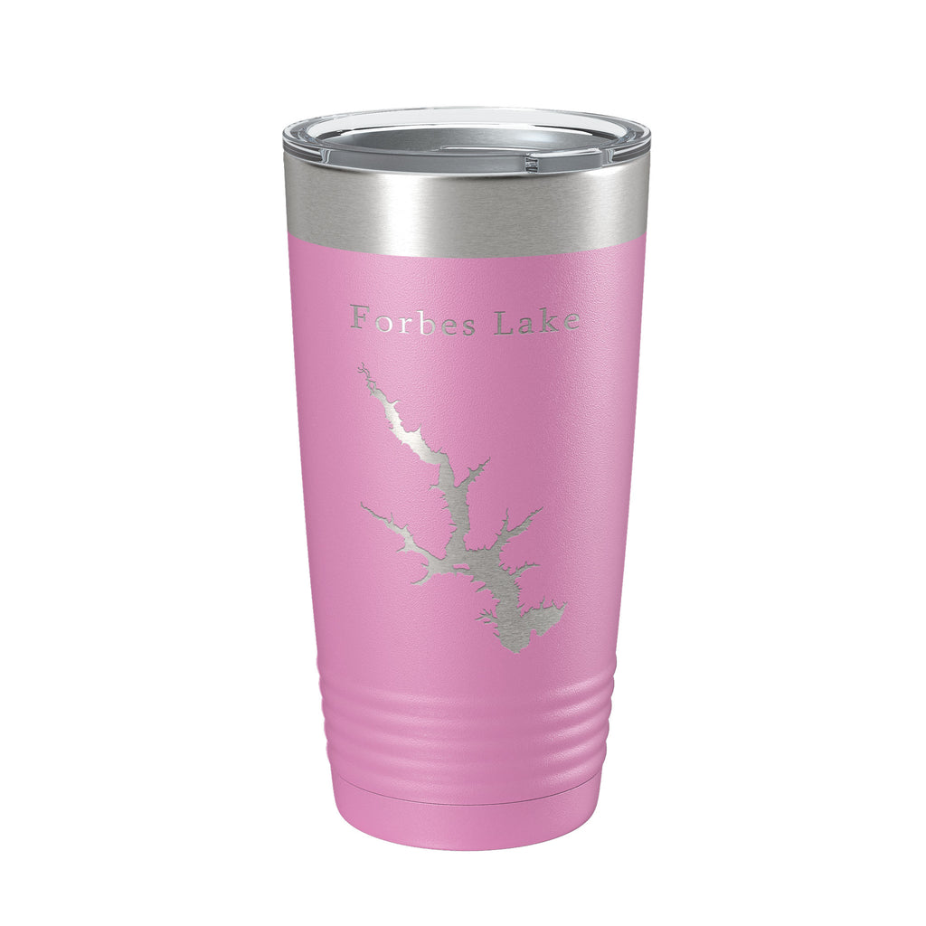 Forbes Lake Map Tumbler Travel Mug Insulated Laser Engraved Coffee Cup Illinois 20 oz