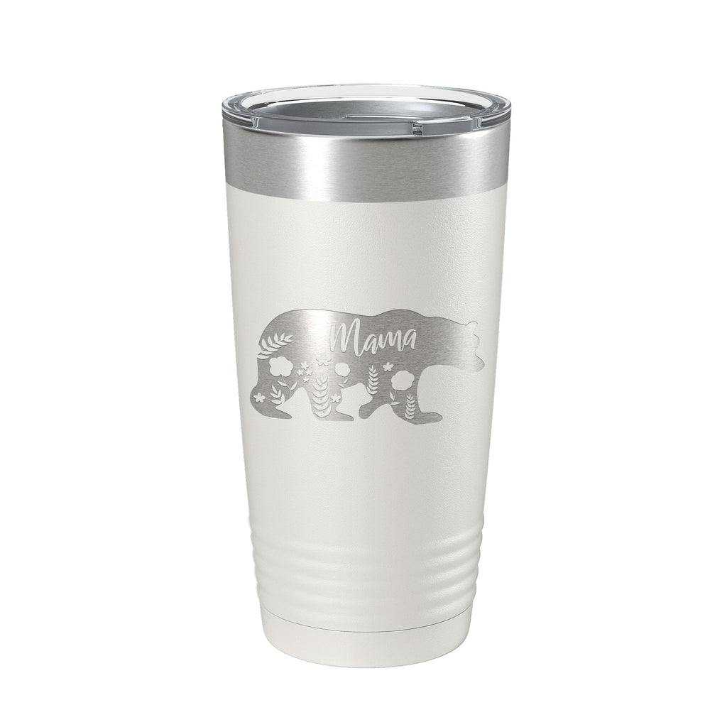 Mama Bear Tumbler Travel Mug Insulated Laser Engraved Coffee Cup Momma Mama Gift Mother's Day Floral 20 oz