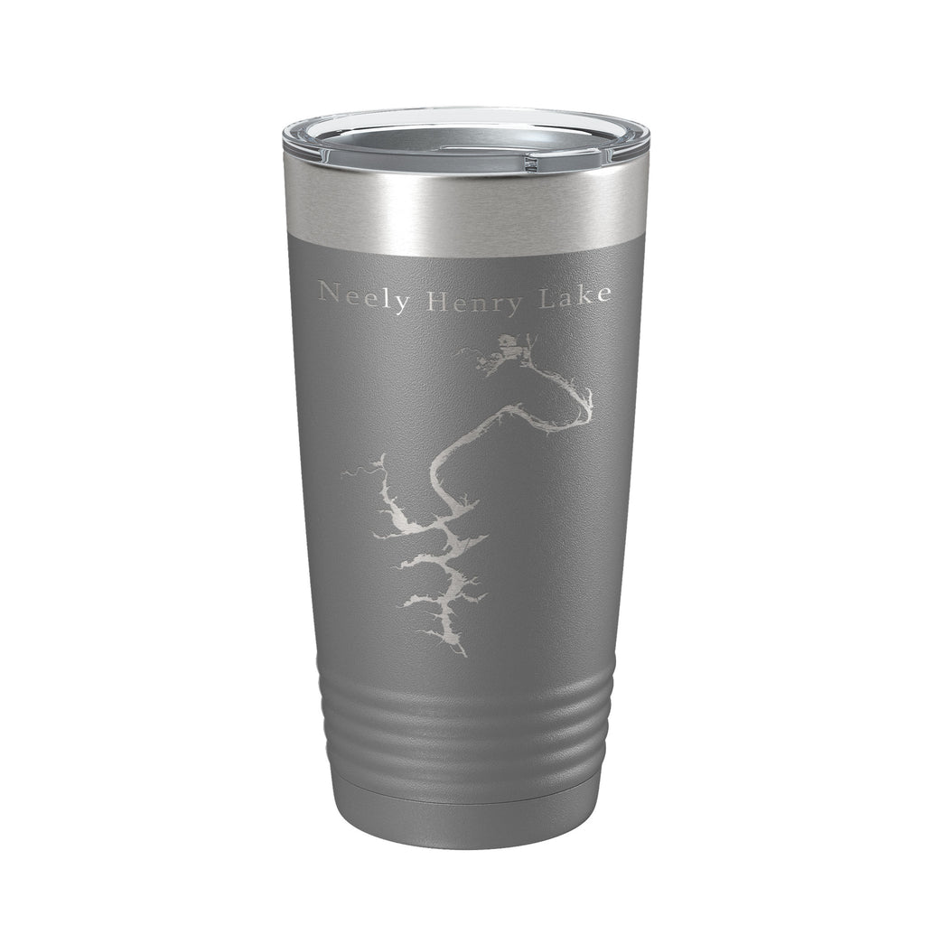 Neely Henry Lake Map Tumbler Travel Mug Insulated Laser Engraved Coffee Cup Alabama 20 oz