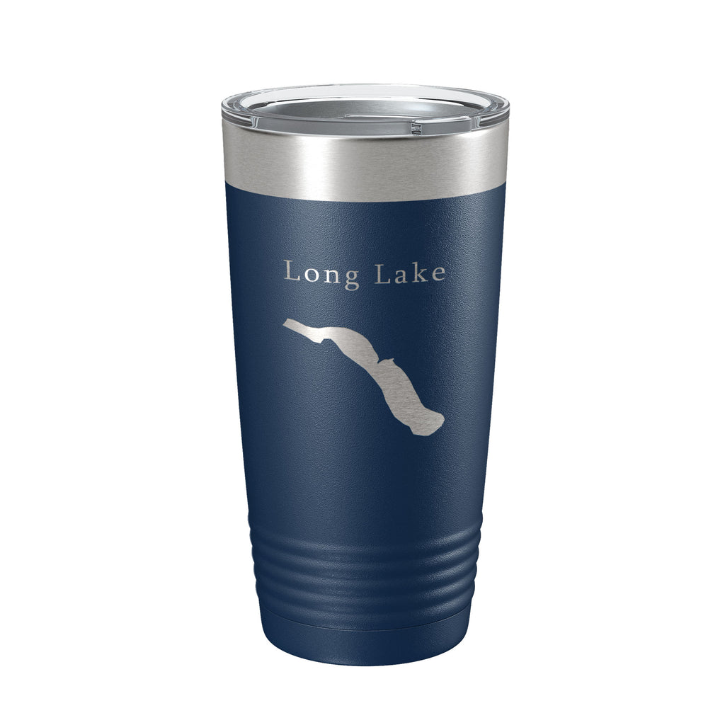 Long Lake Map Tumbler Travel Mug Insulated Laser Engraved Coffee Cup Cheboygan County Michigan 20 oz