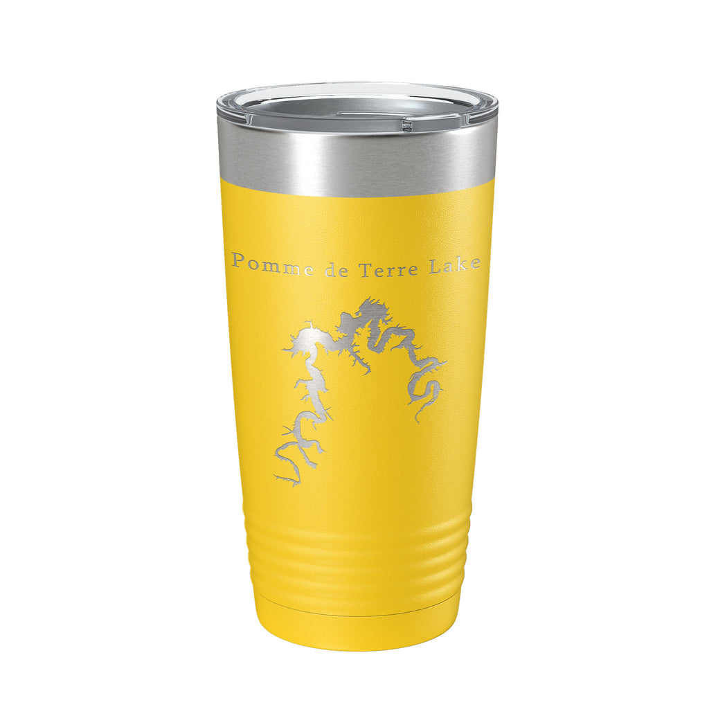 Pomme de Terre Lake Map Tumbler Travel Mug Insulated Laser Engraved Coffee Cup Missouri 20 oz