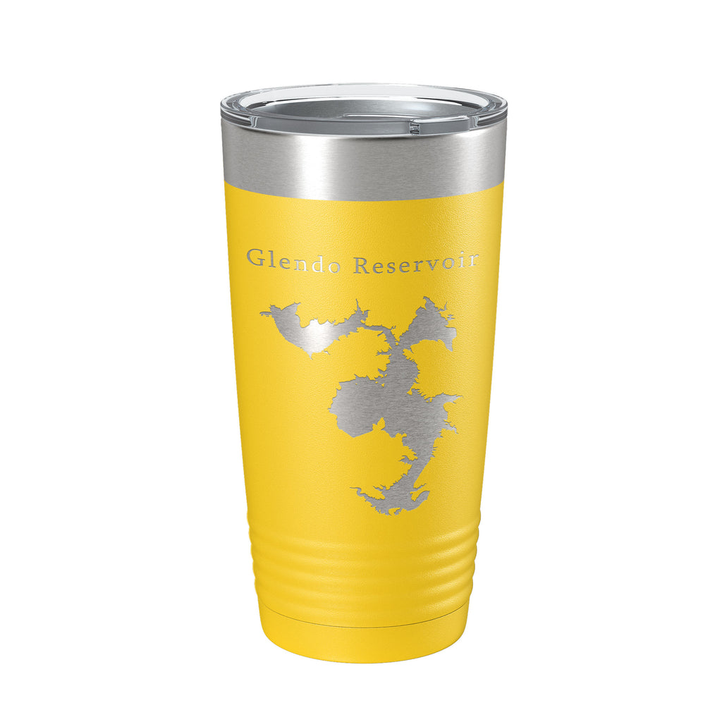 Glendo Reservoir Tumbler Lake Map Travel Mug Insulated Laser Engraved Coffee Cup Wyoming 20 oz