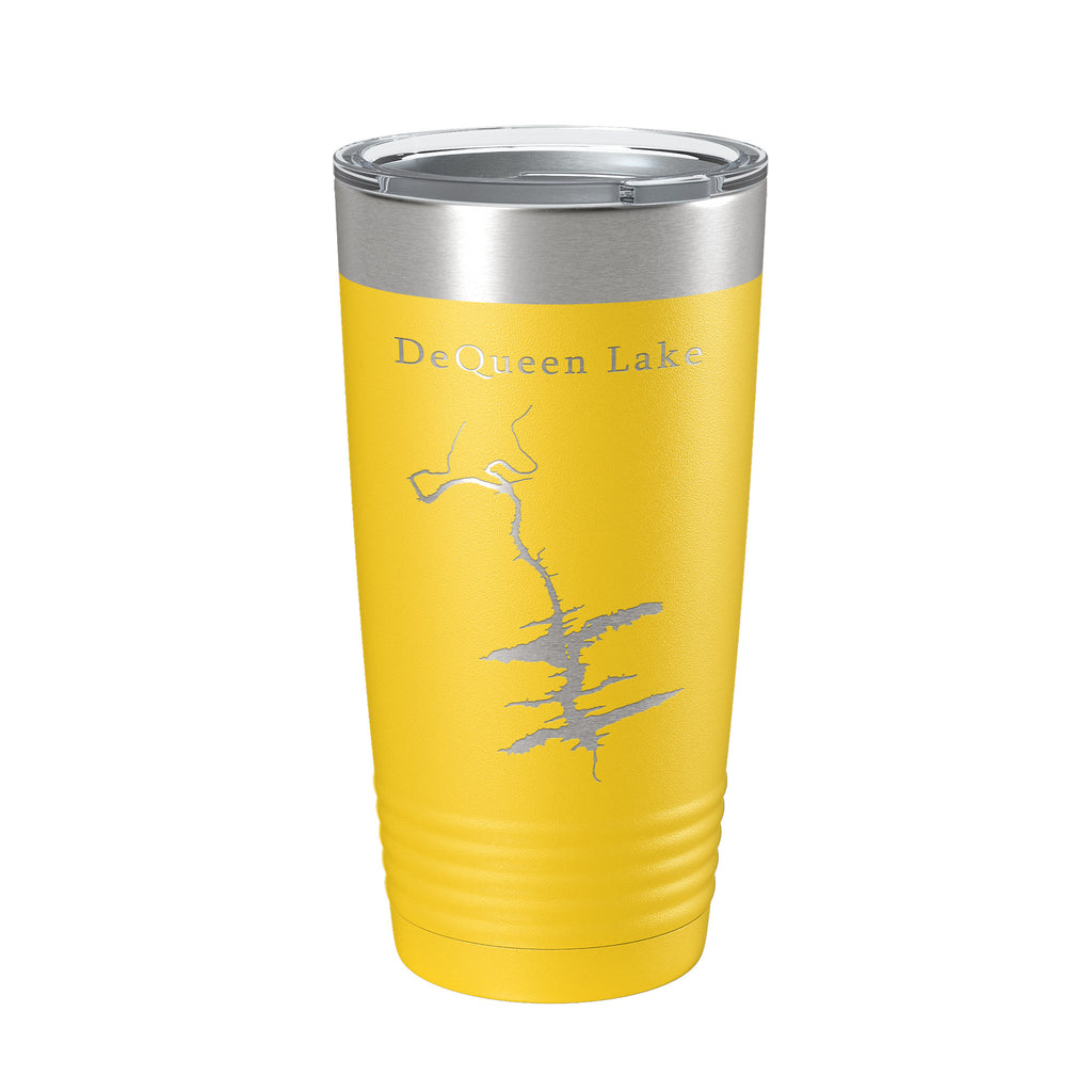 DeQueen Lake Map Tumbler Travel Mug Insulated Laser Engraved Coffee Cup Arkansas 20 oz