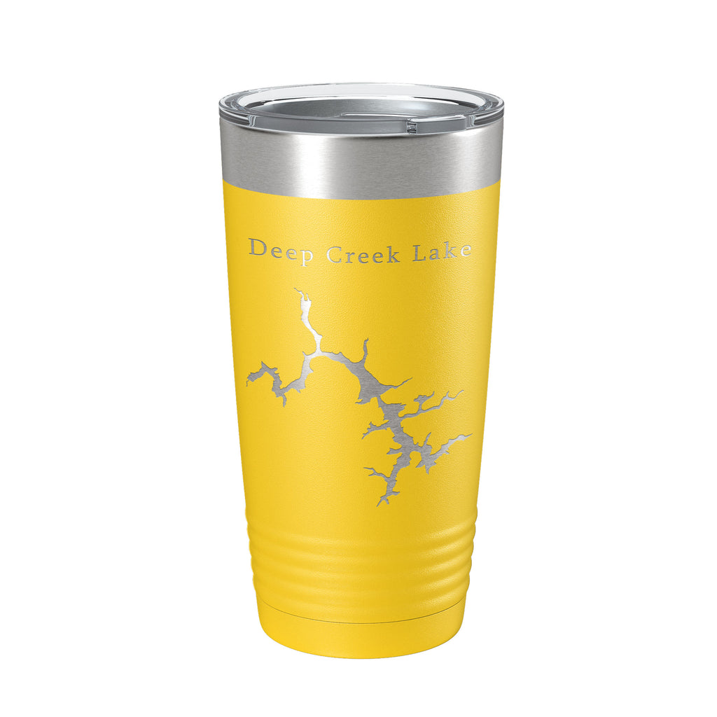 Deep Creek Lake Map Tumbler Travel Mug Insulated Laser Engraved Coffee Cup Maryland 20 oz