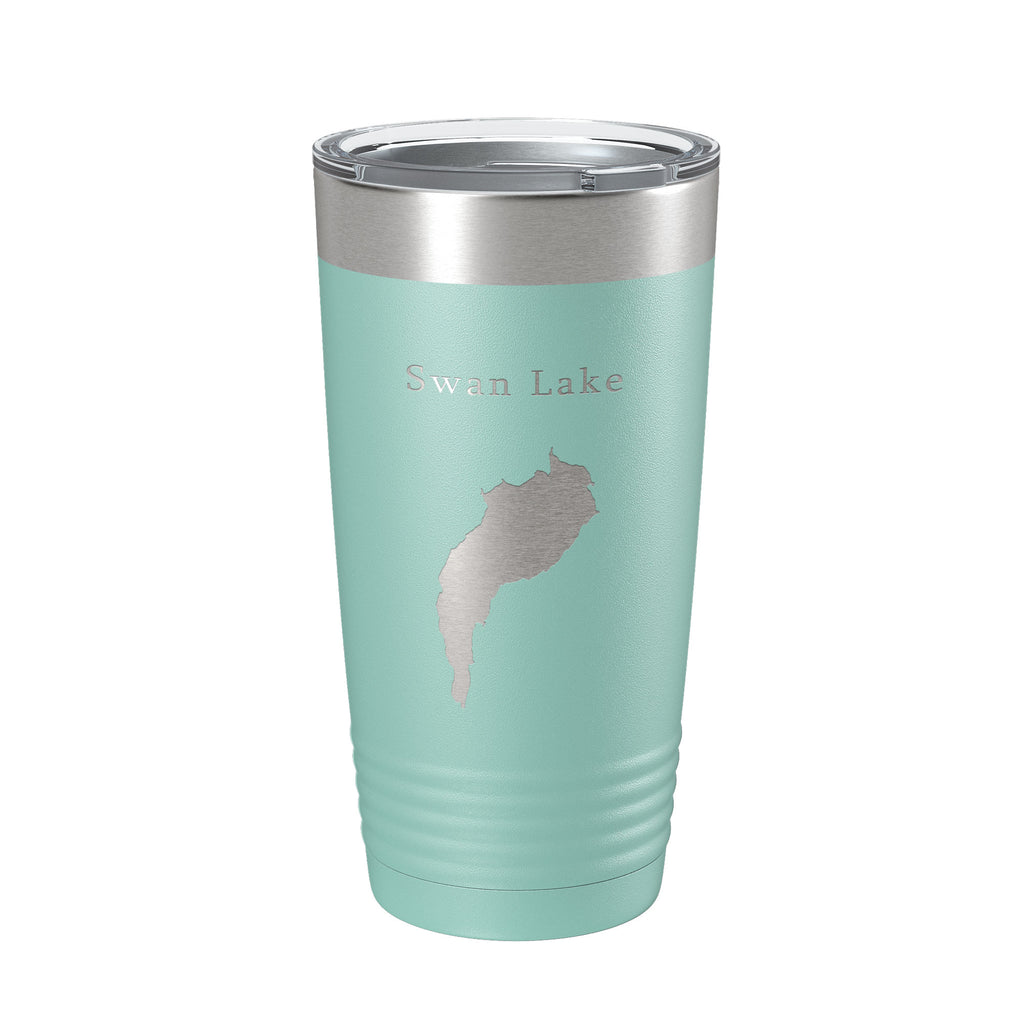 Swan Lake Map Tumbler Travel Mug Insulated Laser Engraved Coffee Cup Maine 20 oz