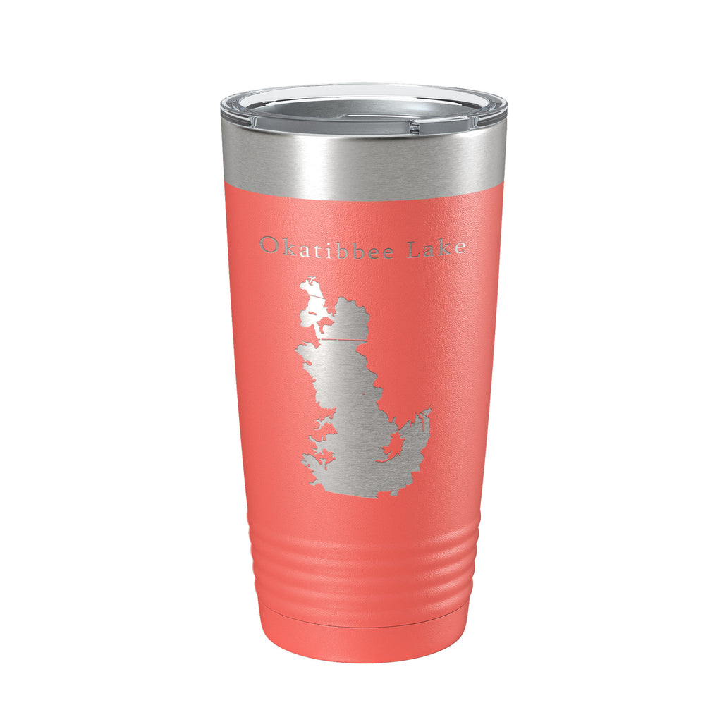 Okatibbee Lake Map Tumbler Travel Mug Insulated Laser Engraved Coffee Cup Mississippi 20 oz