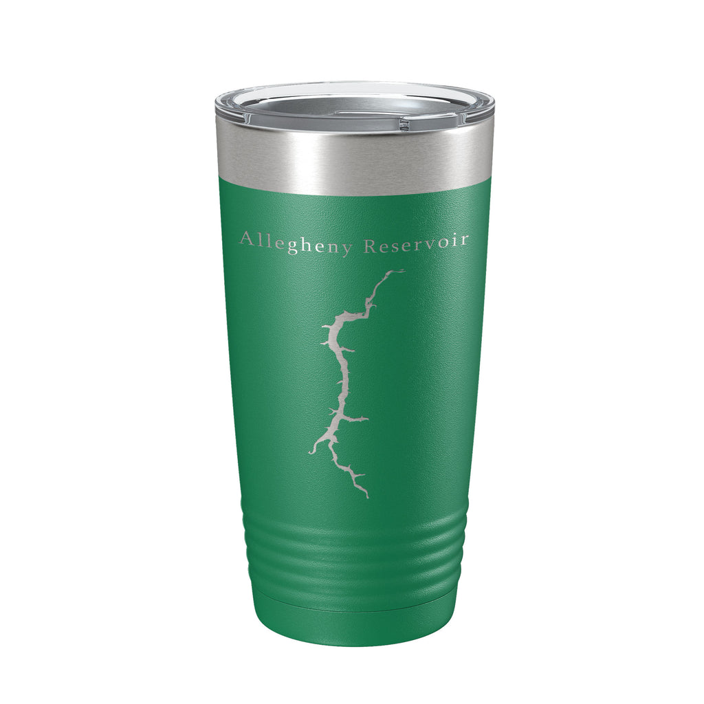 Allegheny Reservoir Tumbler Lake Map Travel Mug Insulated Laser Engraved Coffee Cup New York Pennsylvania 20 oz