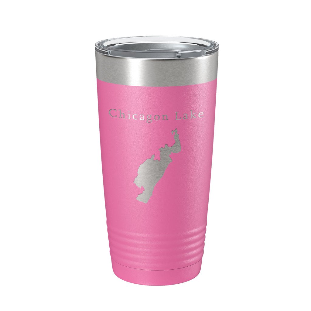 Chicagon Lake Map Tumbler Travel Mug Insulated Laser Engraved Coffee Cup Michigan 20 oz