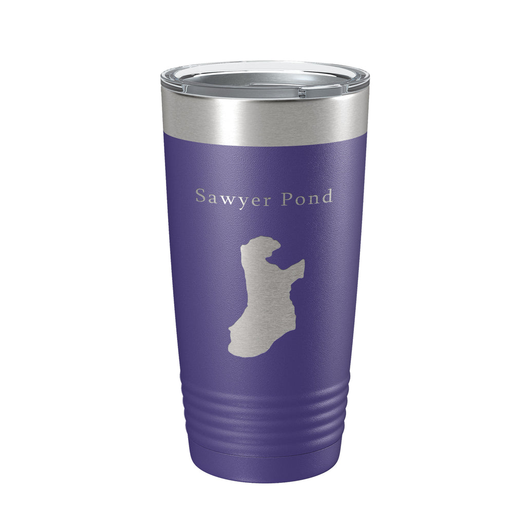 Sawyer Pond Tumbler Lake Map Travel Mug Insulated Laser Engraved Coffee Cup Maine 20 oz