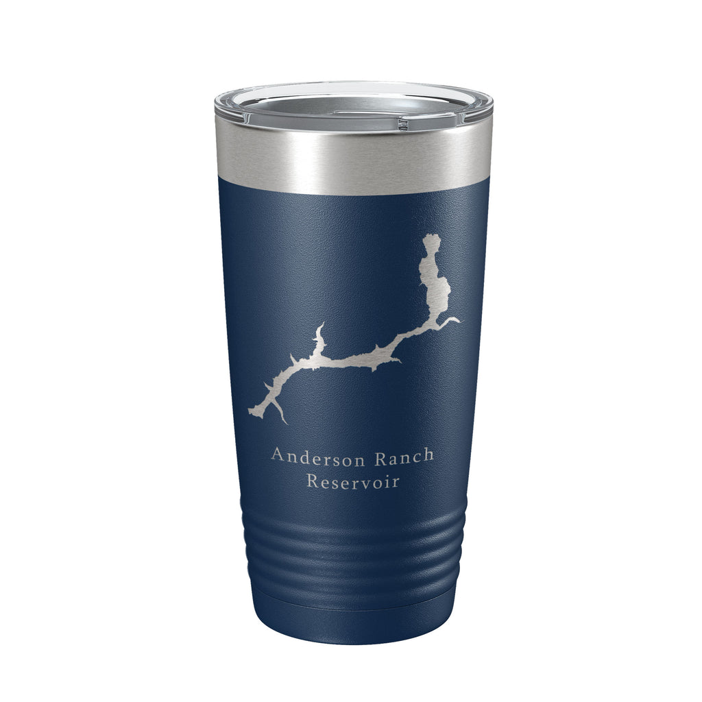 Anderson Ranch Reservoir Tumbler Lake Map Travel Mug Insulated Laser Engraved Coffee Cup South Fork Boise River Idaho 20 oz